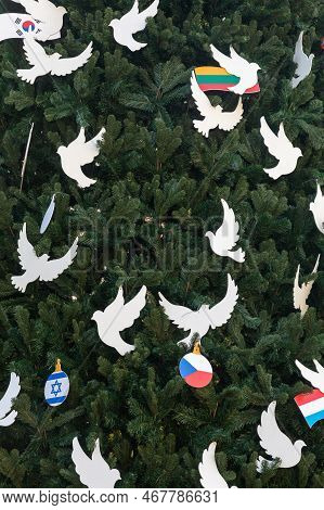 Christmas Tree On Sofiyivska Square In Kyiv