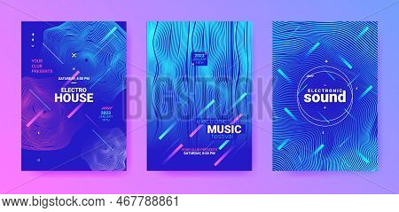 Abstract Dance Poster. Electro Sound Cover. Techno Party Flyer. Vector 3d Background. Futuristic Abs