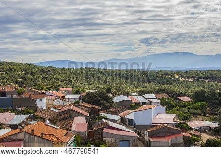 Aceituna Hamlet Overview. Little Rural Village In Alagon Valley. Caceres, Extremadura, Spain