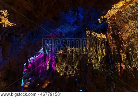 Light Shows In St. Michaels Cave In Gibraltar