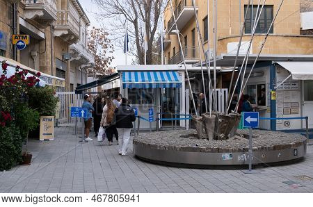 Nicosia, Cyprus, December 24 2022: Check Border Point For Crossing To North Cyprus. People Crossing 