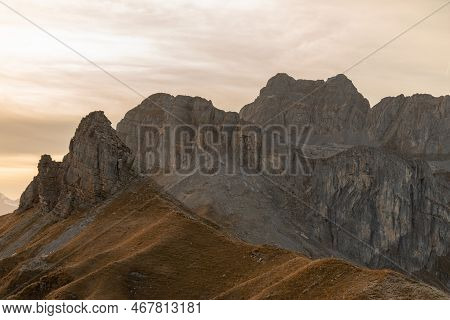 Klausenpass, Uri, Switzerland, October 29, 2022 Beautiful Alpine Landscape Seen From The Balmer Grae