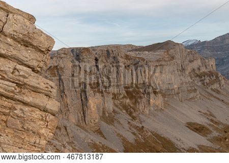 Klausenpass, Uri, Switzerland, October 29, 2022 Beautiful Alpine Landscape Seen From The Balmer Grae