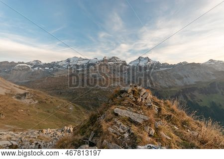 Klausenpass, Uri, Switzerland, October 29, 2022 Beautiful Alpine Landscape Seen From The Balmer Grae