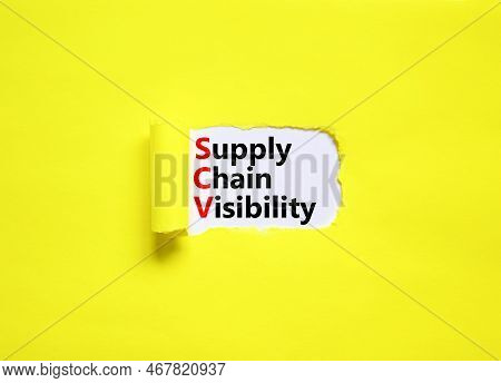 Scv Supply Chain Visibility Symbol. Concept Words Scv Supply Chain Visibility On White Paper On A Be