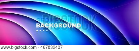 Wavy Lines, Technology Digital Template With Shadows And Lights On Gradient Background. Trendy Simpl