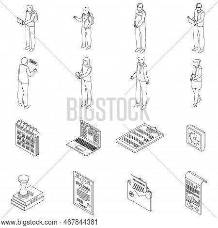 Assignment Icons Set. Isometric Set Of Assignment Vector Icons For Web Design Isolated On White Back
