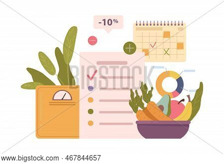 Dieting Plan With Menu And Calories, List Of Products Allowed In Diet. Nutritionist And Dietitian Re