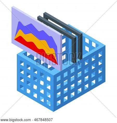 Trend Shop Basket Icon Isometric Vector. Business Future. Person Worker