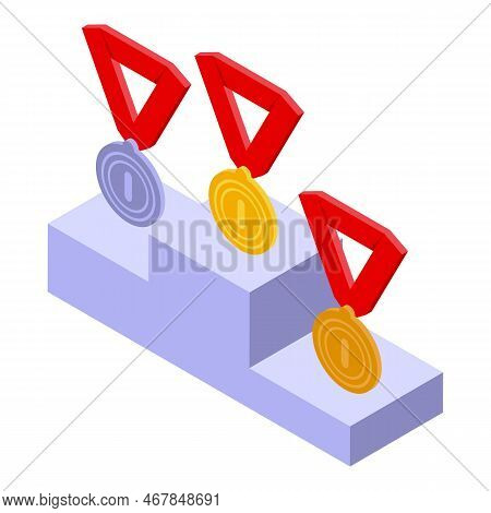 Trend Podium Icon Isometric Vector. Future Hunter. Person Worker