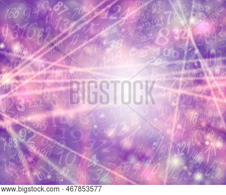Numerology Laser Lights And Random Numbers Wall Art - Pink Purple Lilac Bokeh Background Scattered W