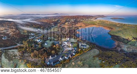 Aerial View Of The Lake House At Clooney Lake In Narin By Portnoo, County Donegal - Ireland