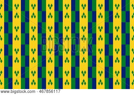 Geometric Pattern In The Colors Of The National Flag Of Saint Vincent And The Grenadines. The Colors