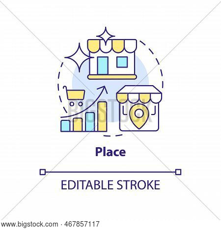 Place Concept Icon. Sales Optimization. Store Location. Four P Marketing Mix Abstract Idea Thin Line