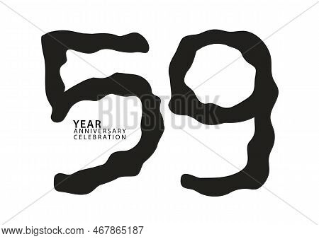 59 Year Anniversary Celebration Black Color Logotype Vector, 59 Number Design, 59th Birthday Invitat