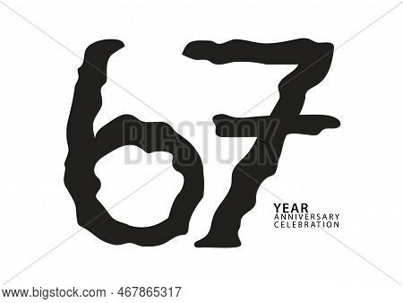 67 Year Anniversary Celebration Black Color Logotype Vector, 67 Number Design, 67th Birthday Invitat