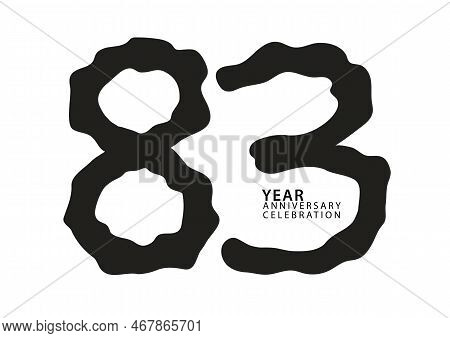 83 Year Anniversary Celebration Black Color Logotype Vector, 83 Number Design, 83th Birthday Invitat
