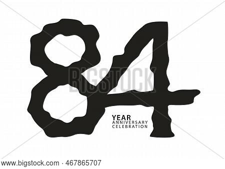 84 Year Anniversary Celebration Black Color Logotype Vector, 84 Number Design, 84th Birthday Invitat