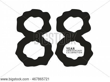 88 Year Anniversary Celebration Black Color Logotype Vector, 88 Number Design, 88th Birthday Invitat