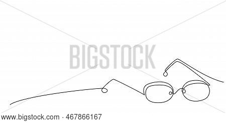 Decoration Continuous Line Hand Drawing Element Eyeglasses For Wedding Photo Book, Invitations. Vect