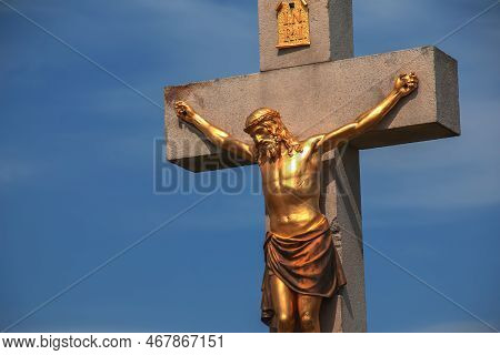 Calvary In Nitra City With Zobor Hill, Slovak Republic. Religious Place. Cultural Heritage.