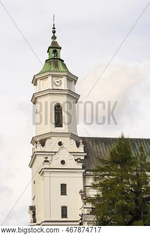 Collegiate Church Of Saint Michael The Archangel - Tower With A Clock. The Oldest Church In Ostrowie