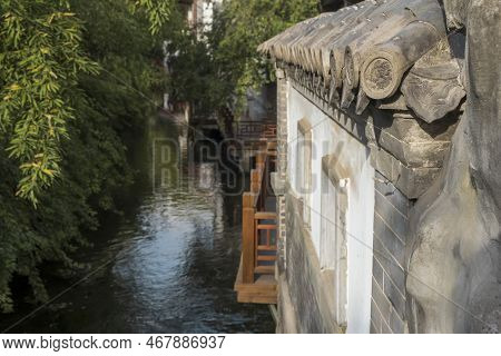Traditional Chinese Architecture Closeup At The Place Of Famous Baotu Spring In Jinan, China