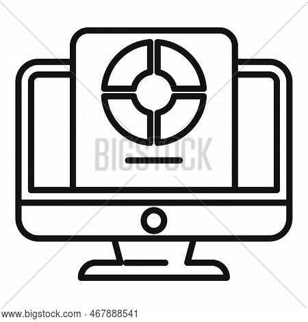 Social Market Monitor Icon Outline Vector. Online Business. Contect Product