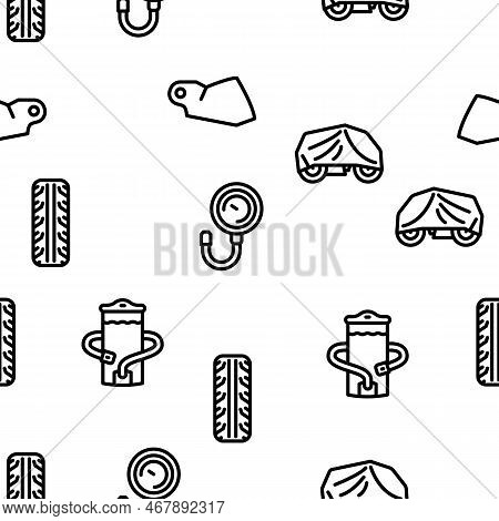 Motorcycle Accessories Biker Vector Seamless Pattern Thin Line Illustration