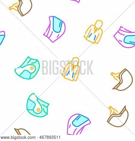 Motorcycle Accessories Biker Vector Seamless Pattern Thin Line Illustration