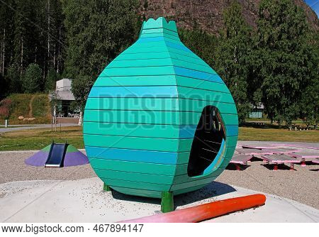 Ornskoldsvik, Norrland Sweden - July 8, 2018: Playground At Skuleberget