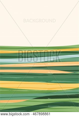 Green Farm Agriculture Field Template. Agro Design Vector Layout. Abstract Eco Poster. Vertical Ecol