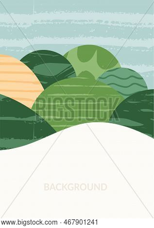 Green Farm Agriculture Field Template. Agro Design Vector Layout. Abstract Eco Poster. Vertical Ecol