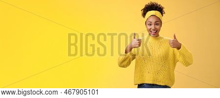 Supportive Friendly Modern Trendy African-american Female Friend Supporting You Show Thumbs-up Keep 