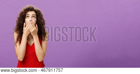 Woman Being Shocked And Stunned Seing Guy About Fall Down From Tree Gasping Feeling Nervous Covering