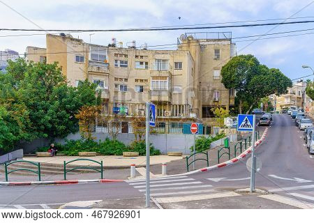 Haifa, Israel - December 23, 2022: View Of The Street And Buildings, In Hadar Hacarmel Neighborhood,