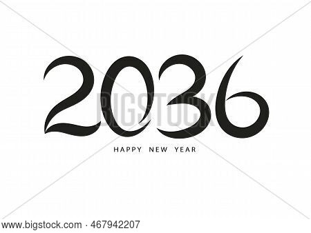 2036 Happy New Year Black Color Vector, 2036 Number Design, 2036 Year Vector Illustration,  Black Le
