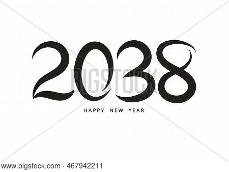 2038 Happy New Year Black Color Vector, 2038 Number Design, 2038 Year Vector Illustration,  Black Le