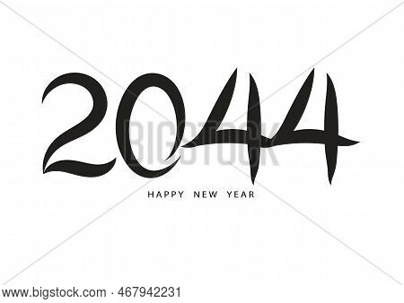 2044 Happy New Year Black Color Vector, 2044 Number Design, 2044 Year Vector Illustration,  Black Le