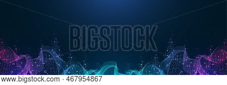 Quantum Computer Technologies Concept. Futuristic Blue Circuit Board Background Vector. Modern Techn