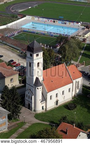 Krizevci, Croatia - October 08, 2011: Church Of The Holy Cross In Krizevci, Croatia On October 08, 2