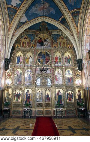 Krizevci, Croatia - May 09, 2012: Iconostasis In The Greek Catholic Cathedral Of The Holy Trinity In