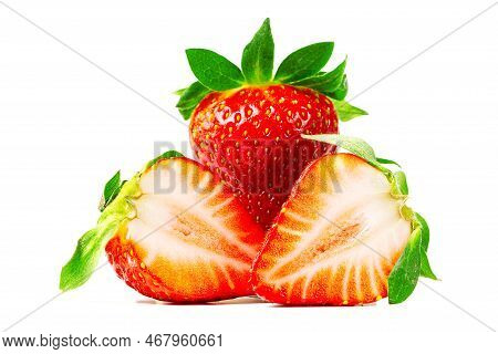 Fresh Juicy Sweet Strawberies Isolated On White