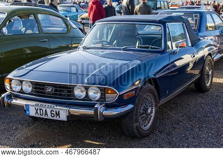 Shepton Mallet, Uk, February 08, 2020: A 1974 Triumph Stag, Reg No: Xda 6m At The Great Western Clas