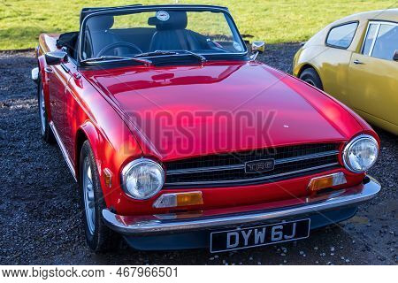 Shepton Mallet, Uk, February 08, 2020: A 1970 Triumph Tr6, Reg No: Dyw 6j At The Great Western Class