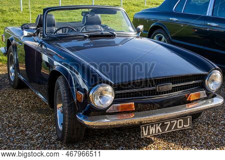 Shepton Mallet, Uk, February 08, 2020: A 1971 Triumph Tr6, Reg No: Vwk 770j At The Great Western Cla