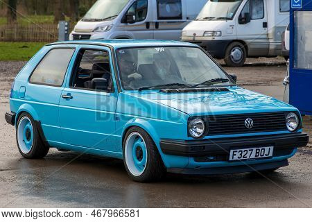Shepton Mallet, Uk, February 08, 2020: A 1989 Volkswagen Golf, Reg No: F327 Boj At The Great Western