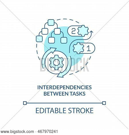 Interdependencies Between Tasks Turquoise Concept Icon. Project Plan Includes Abstract Idea Thin Lin