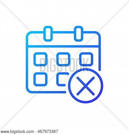 Decline Event In Calendar Pixel Perfect Gradient Linear Vector Icon. Delete Meeting. Remove Task. Ca