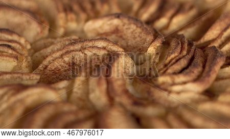 Appetizing Apple Pie With Cinnamon. Baked Dessert. Delicious And Healthy Breakfast. Closeup Photo